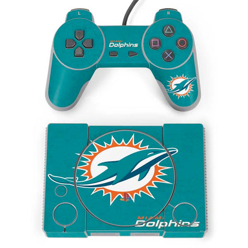 NFL Miami Dolphins Distressed- Aqua PlayStation Classic Bundle Skin